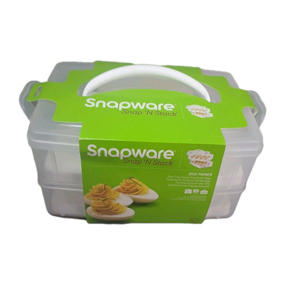 Snapware Snap N Stack Egg Tainer Deviled Egg Carrier Storage 24 Eggs NEW